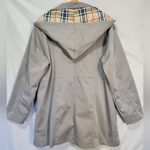 Saphirose Windbreaker Anorak Gray Long Hooded Rain Lightweight Spring Jacket - Picture 10 of 11